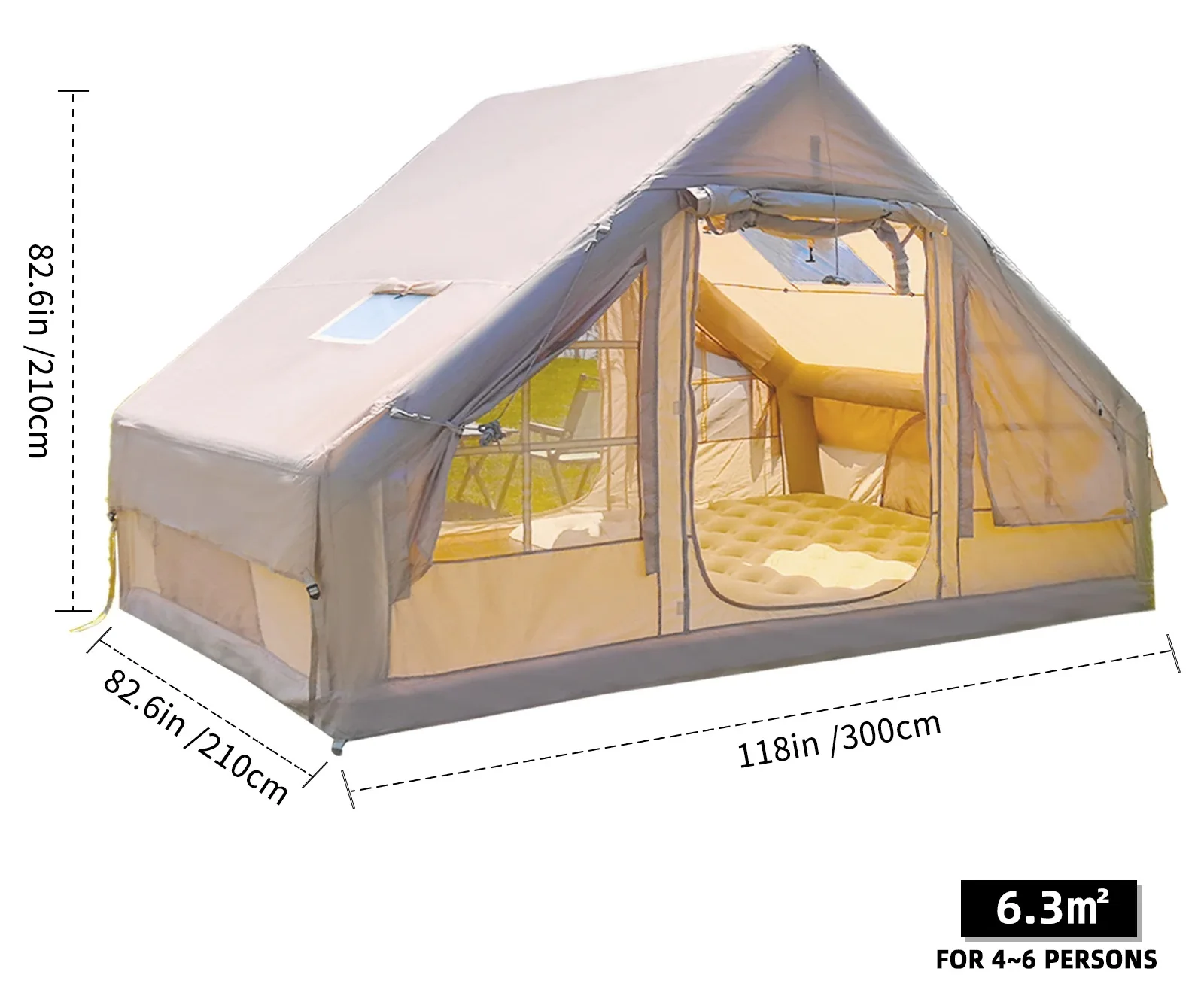 ⛺ خيمة مثالية للكامپينغ – نفخ أوتوماتيكي فـ5 دقايق! تصميم فخم وحماية مطلقة ضدّ البرد والريح ☁️🔥