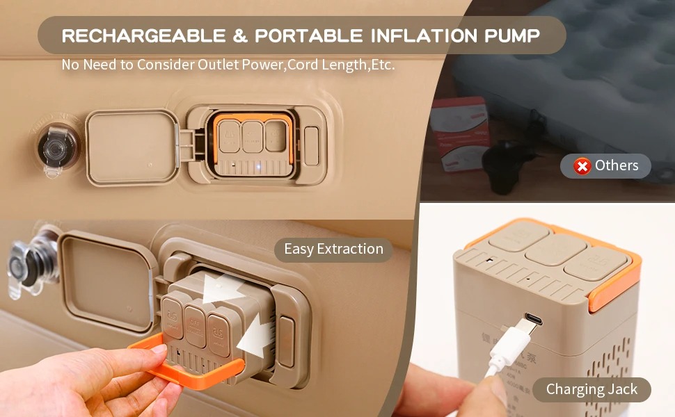 🏕️ سرير هوائي فاخر + مضخة كهربائية ⚡+ مخدة+ حقيبة مريح و سهل التخزين مثالي للمنزل و التخييم