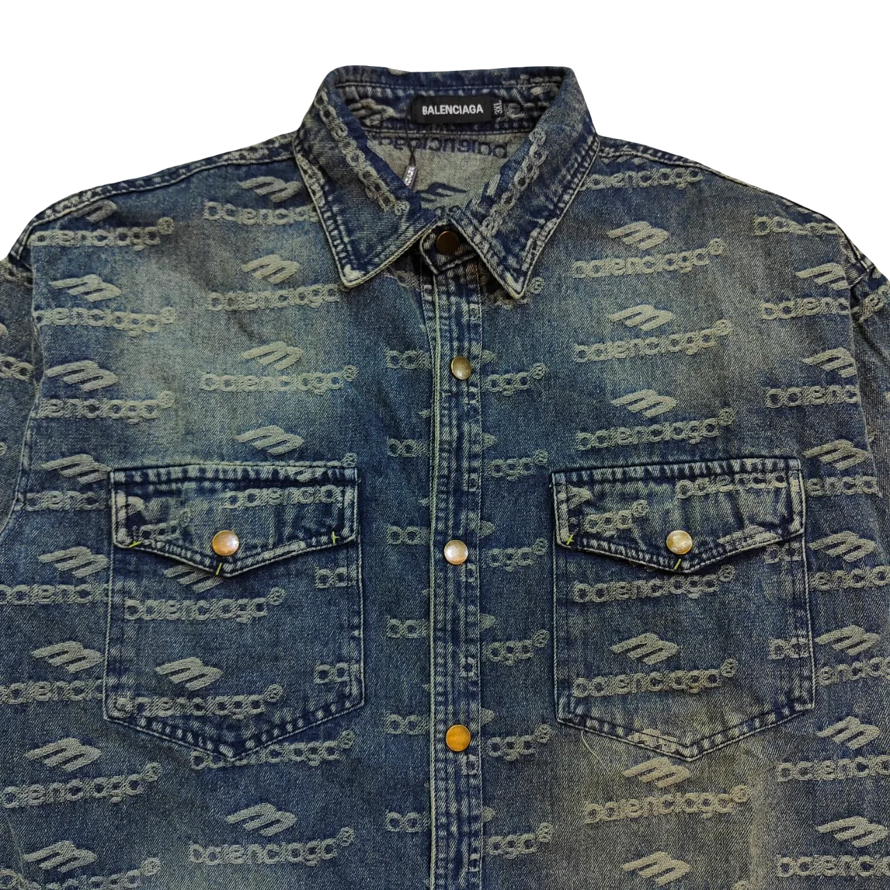 Balenciaga - All-Over Logo Denim Shirt