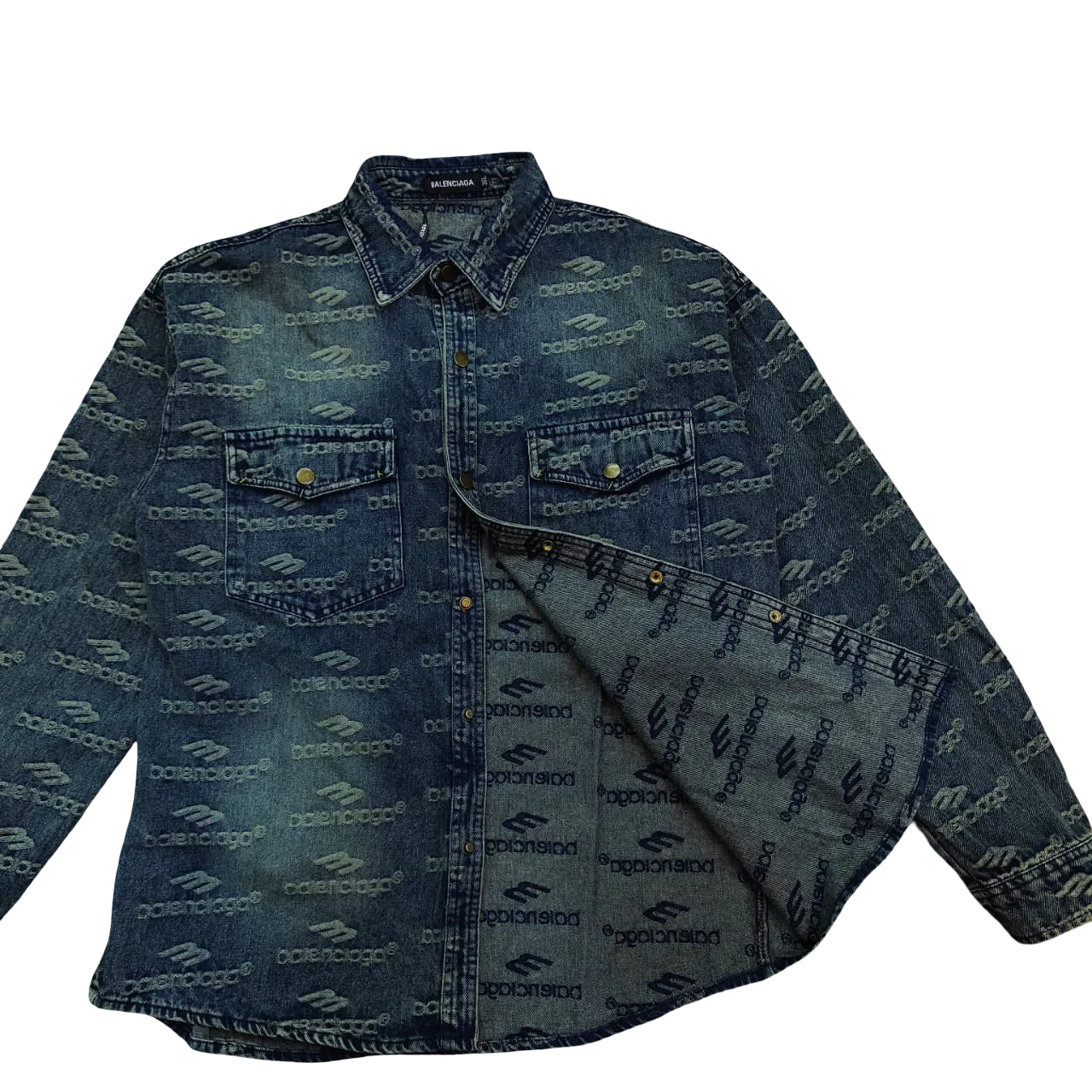 Balenciaga - All-Over Logo Denim Shirt