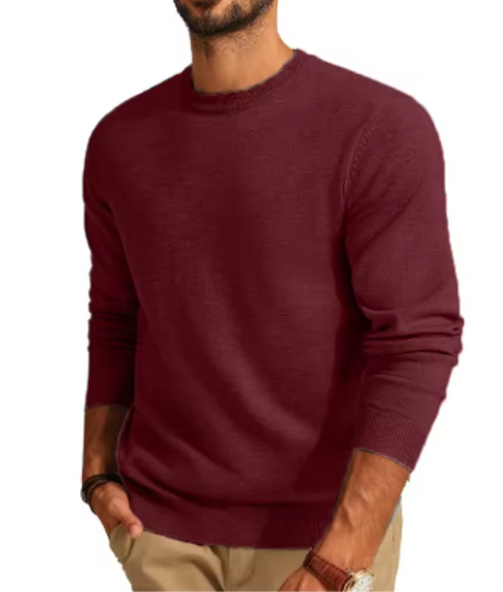 سترات رجالية بأكمام طويلة ورقبة دائرية وقمصان خفيفة الوزن محبوكة أساسية ومعاطف رياضية خارجية دافئة مناسبة للخريف