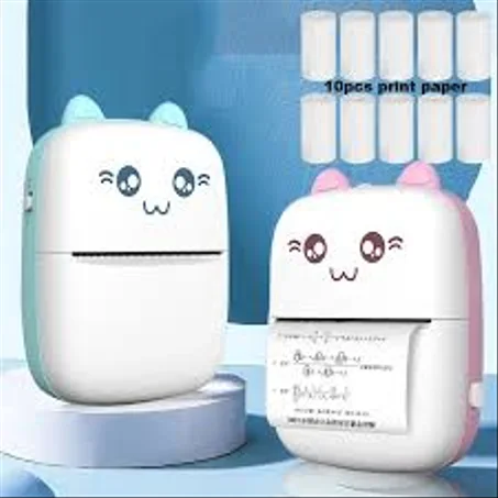 طابعة محمولة صغيرة – طباعة حرارية بدون حبر بدقة 200dpi | بلوتوث للآيفون والأندرويد