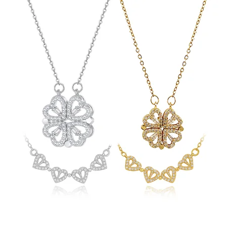 Magnetic Silver & Golden Flower Pendant – القلادة الممغنطة باللونين الفضي والذهبي على شكل زهرة