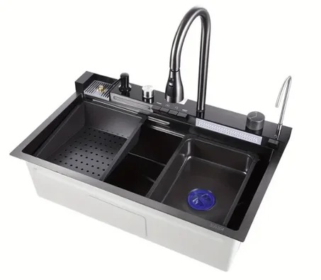 حوض مطبخ فاخر مع شلال مائي وشاشة حرارة رقمية