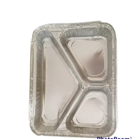 BARQUETTE EN ALIMINIUM A 3 COMPARTIMENTS 100 PIECES