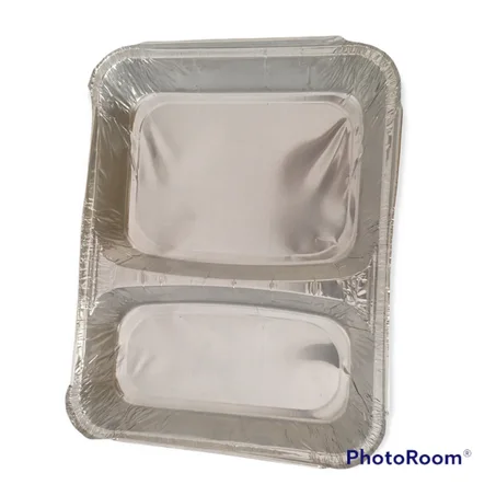 BARQUETTE EN ALIMINIUM A 2 COMPARTIMENTS 100 PIECES