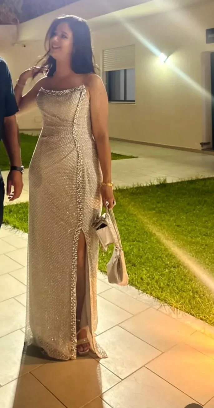 Champagne Beaded Mermaid Gown