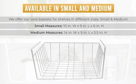 YBM HOME Under Shelf Wire Basket Storage Organizer for Kitchen Pantry - White Hanging Metal Wrap Rack, Easy to Install, (1 Piece, Medium) 2222