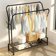 BAOKALER Metal Clothes Rack Garment Rack for Hanging Clothes, Clothing Garment Rack with 6 Hooks, Clothing Racks or Hanging Racks, Black