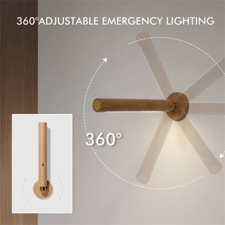 مصباح حائط LED خشبي قابل للدوران 360 درجة