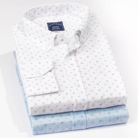 قميص هاواي كتان قطن كم كامل  - 180