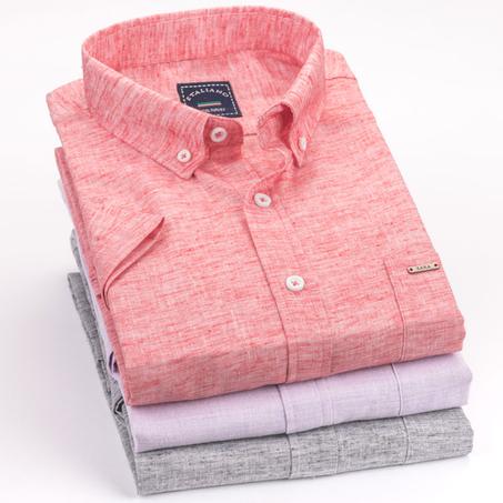 قميص كتان بيور نص كم - K30