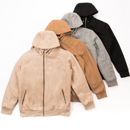 جاكيت رجالي جوخ مبطن فرو -كابيشو قابل للفك-J20