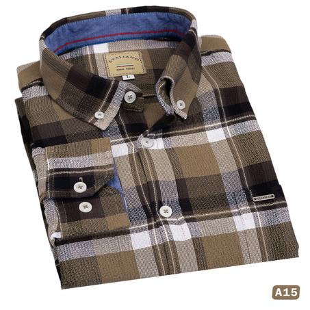 قميص قطني كاروهات اكمام طويلة -R58