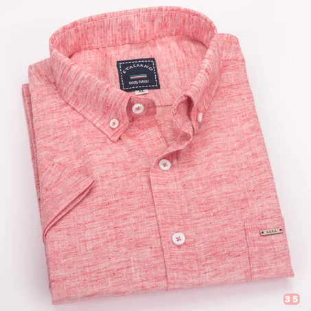 قميص كتان بيور نص كم - K30