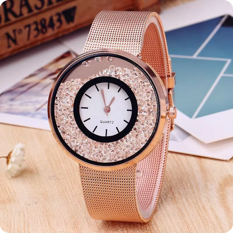 ساعة يد نسائية  : Luxury Women Rhinestone Quartz Watches
