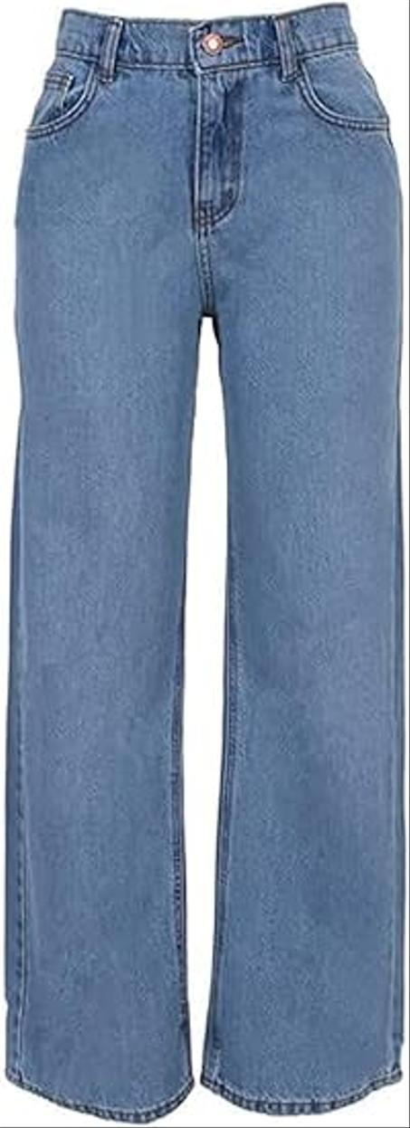 Vaqueros de pierna ancha de algodón liso para mujer de Dali - Azul claro