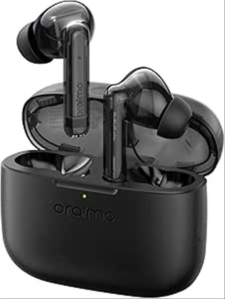 Auriculares inalámbricos Bluetooth Oraimo FreeBuds Lite con control por aplicación, 40 horas de reproducción, carga rápida en el oído y sonido estéreo de graves, color negro