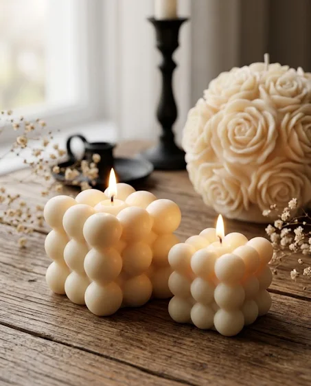 Le Duo "Bubble" - Bougies Cubes Minimalistes
