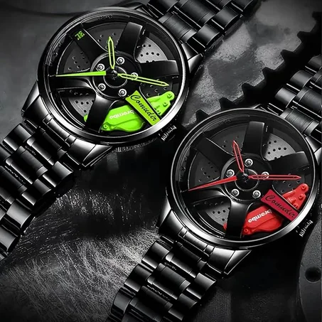 ساعة رجالية فاخرة مصنوعة من الفولاذ المقاوم للصدأ، مقاومة للماء، مستوحاة من تصميمات السيارات الرياضية الجديدة 2026