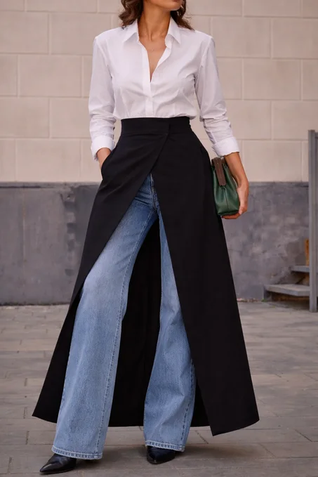 Jupe impériale en gabardine haute de qualité