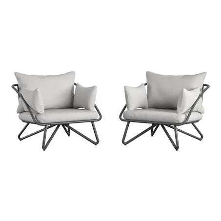 Lot de 2 fauteuils de jardin Teddi – avec coussins confortables