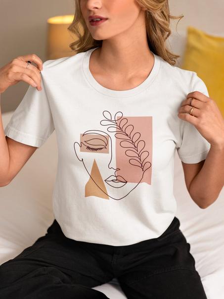 T-shirt dessin au trait visage