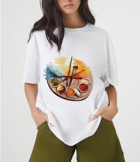 T-Shirt Artistique avec Palette de Peinture