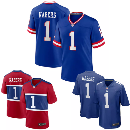 New York Giants Men's #1 Malik Nabers 2024 Stitched Jersey