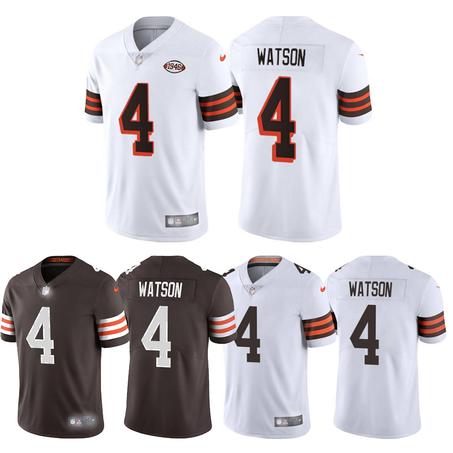 Men's Cleveland Browns #4 Deshaun Watson Brown Vapor Limited Stitched Jersey
