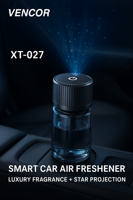 معطر السيارة الذكي VENCOR XT-027 – روائح فخمة + ستار بروجكشن + USB-C