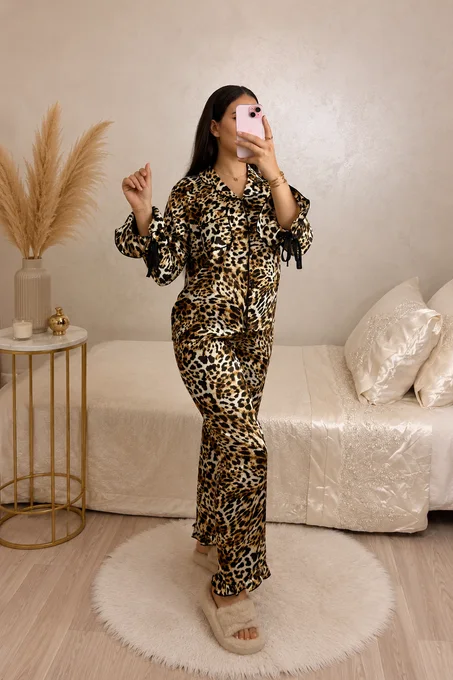 Ensemble Satin Léopard Premium
