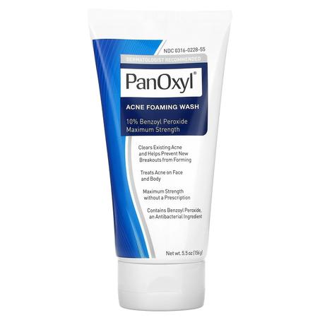 PanOxyl, Nettoyant moussant contre l'acné, Peroxyde de benzoyle 10 %, Force maximale -  156g