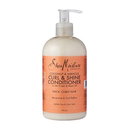 Shea Moisture Conditionner, Noix de coco et Hibiscus, Curl & Shine - 384ml
