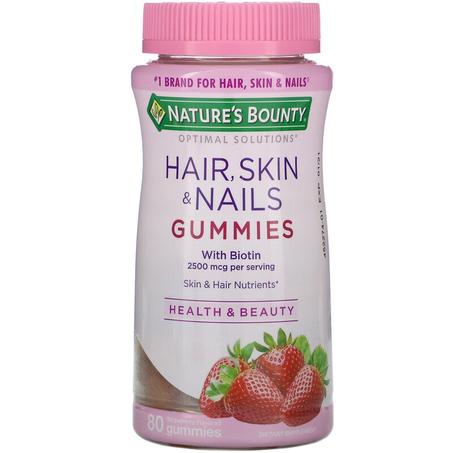 Nature'S Bounty Cheveux, peau et ongles, Collagène et biotine, Fraise, 80 gommes