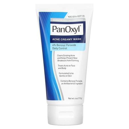 PanOxyl, Nettoyant crémeux contre l'acné, Contrôle quotidien, Peroxyde de benzoyle à 4 % - 170g