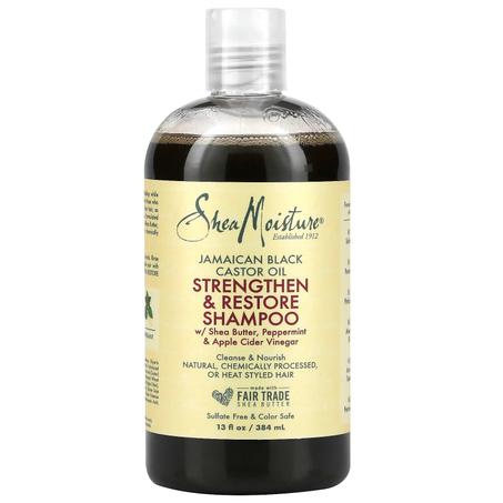 Shea Moisture Shampooing Fortifiant et Réparateur, Huile de Ricin Noire Jamaïcaine - 384ml