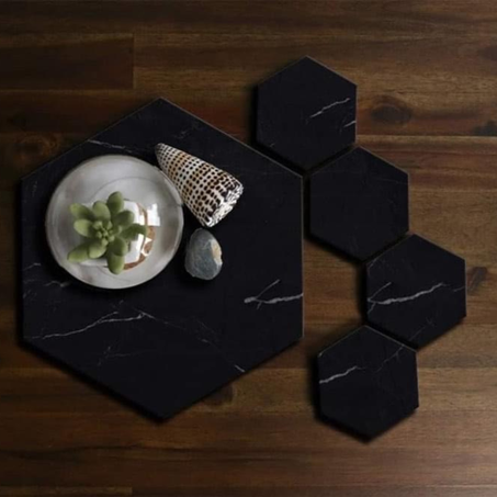 Planche hexagonal + 4 sous tasse