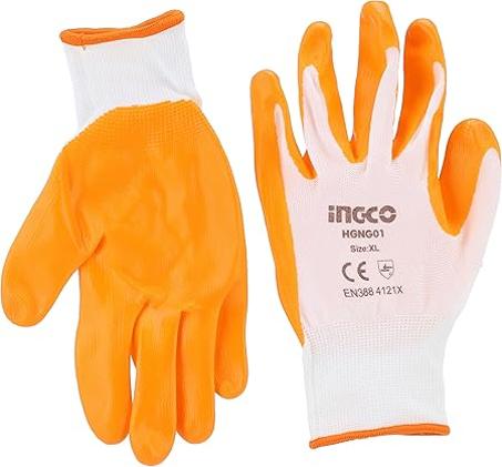 Guantes de trabajo de nitrilo antideslizantes INGCO HGNG01, multicolor, talla XL