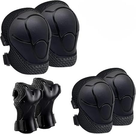 Equipo de protección deportiva para niños: muñequeras, rodilleras y coderas para patinaje, ciclismo y patinete, 6 piezas (de 3 a 10 años, multicolor)