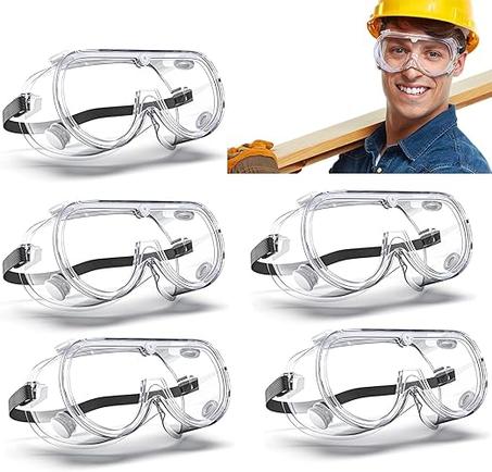 Gafas de seguridad transparentes y seguras, paquete de 5, para construcción, laboratorios y uso diario