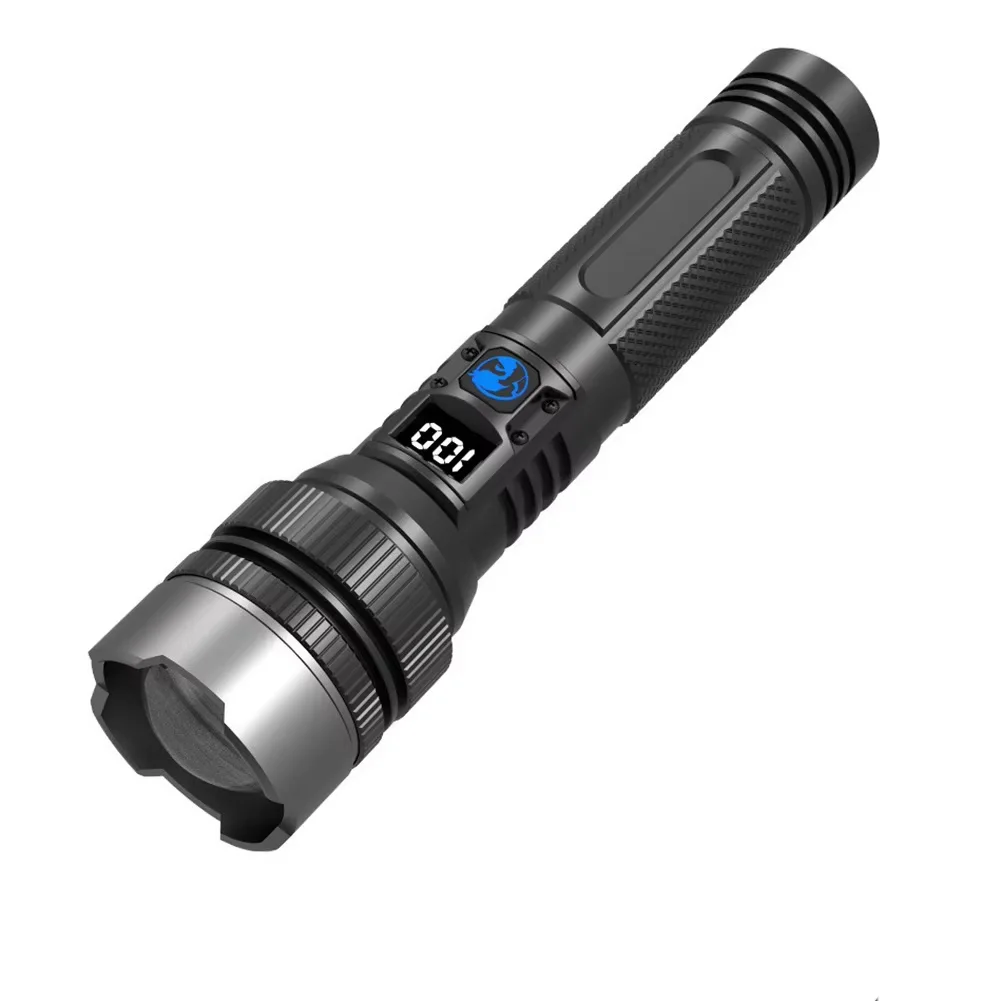 Lampes de poche LED haute puissance 2000LM, torche tactique avec affichage lumineux, recharge USB, camping, pêche, lanterne d'urgence