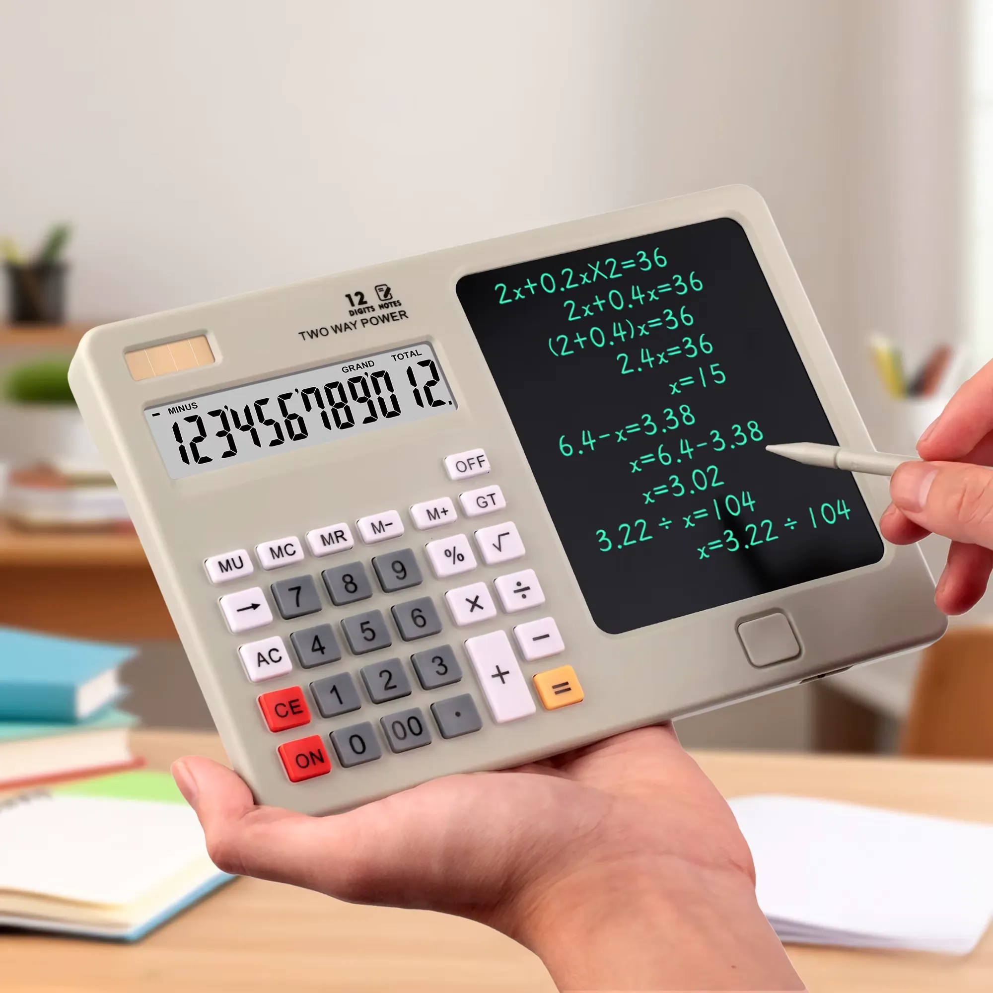 Calculatrice Écran d’Écriture Portable 2 en 1
