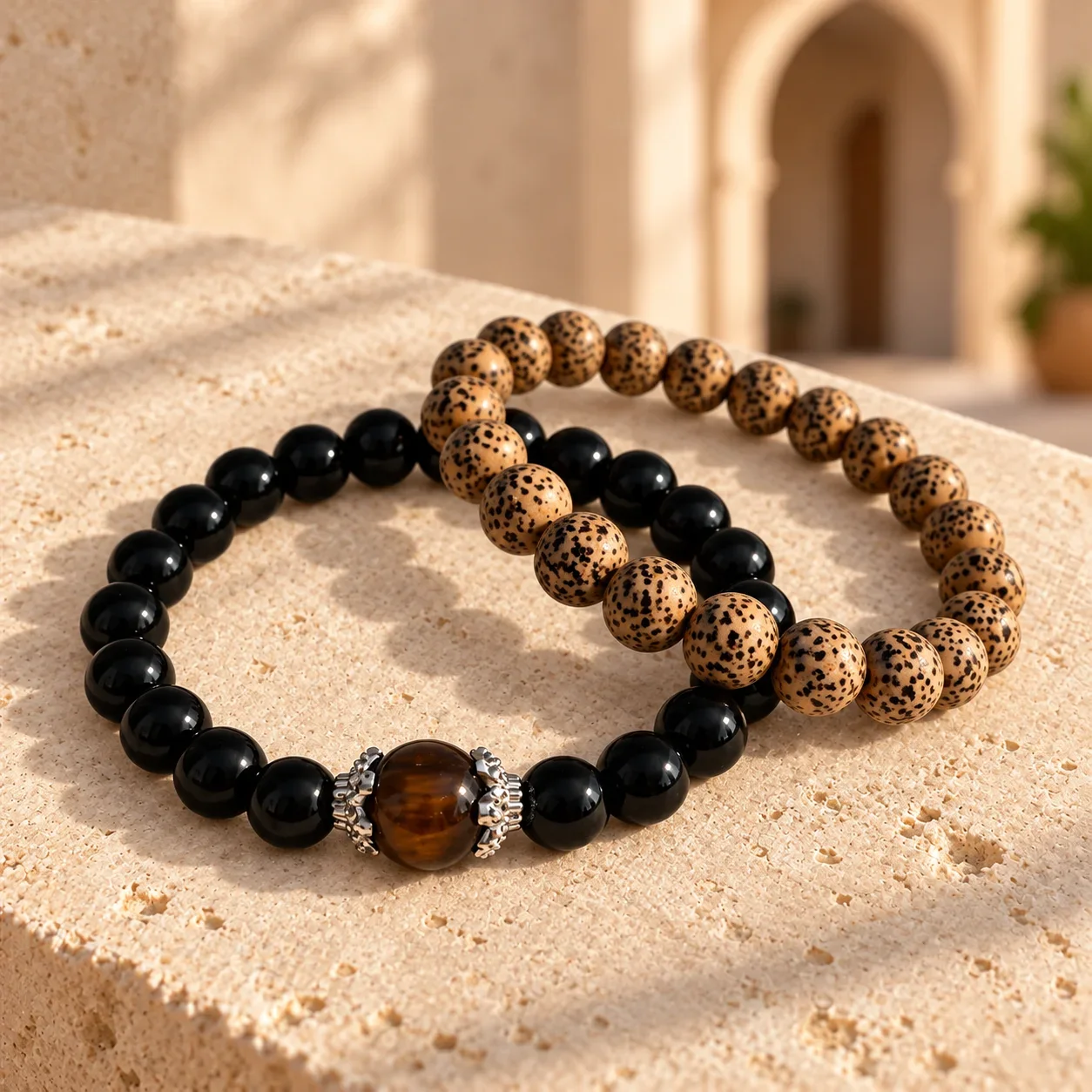 Duo Sable & Ébène — 2 bracelets