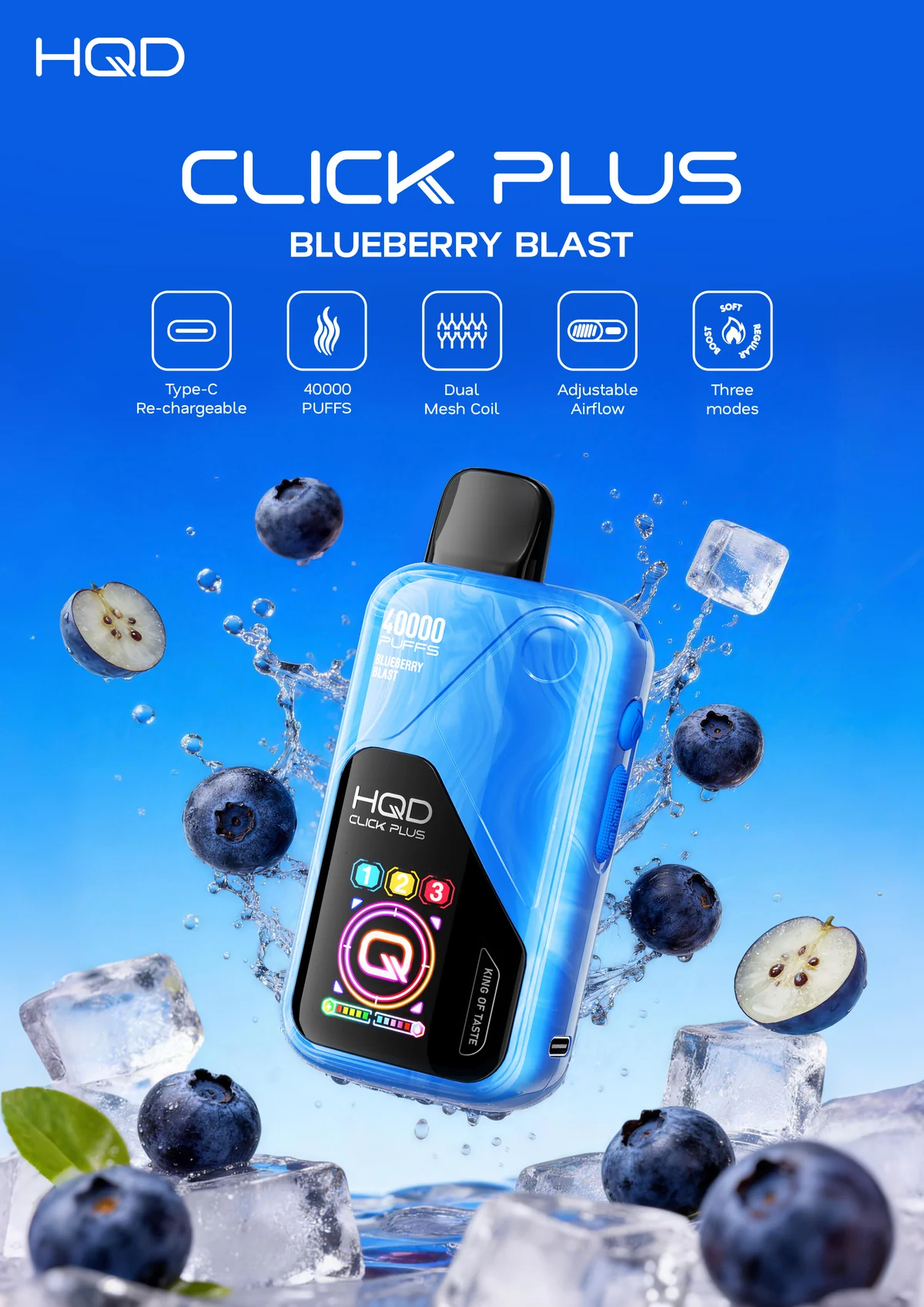 HQD Click Plus 40K Puffs - Blueberry Blast