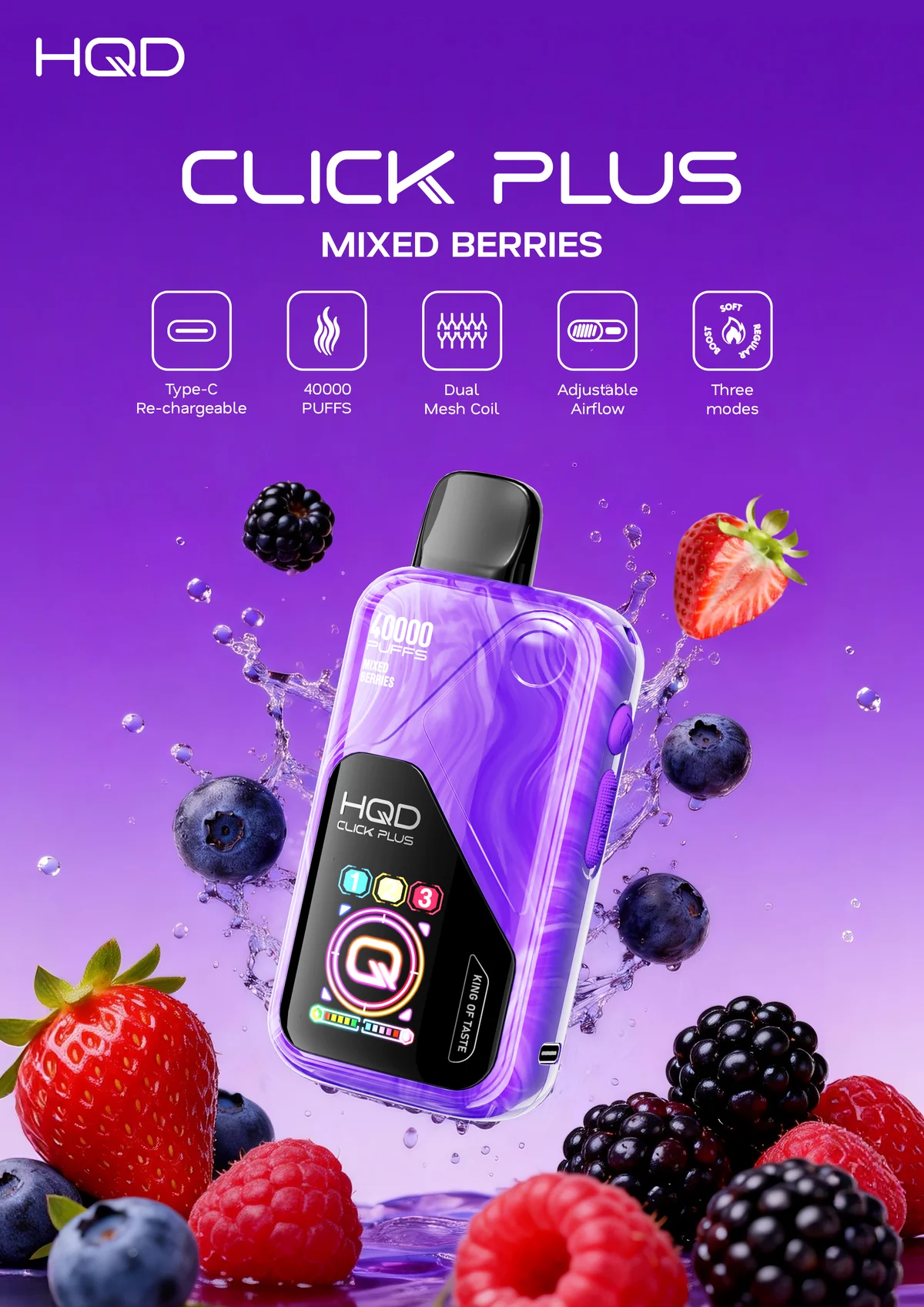 HQD Click Plus 40K Puffs - Mixed Berries