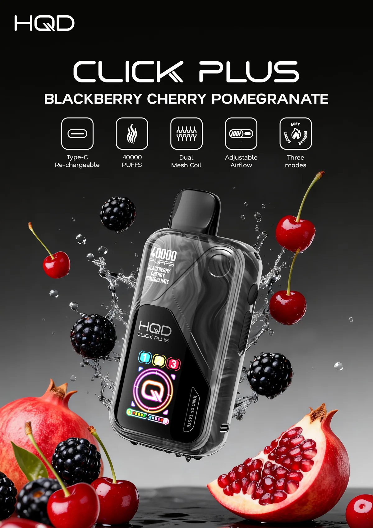 HQD Click Plus 40K Puffs - Blackberry Cherry Pomegranate