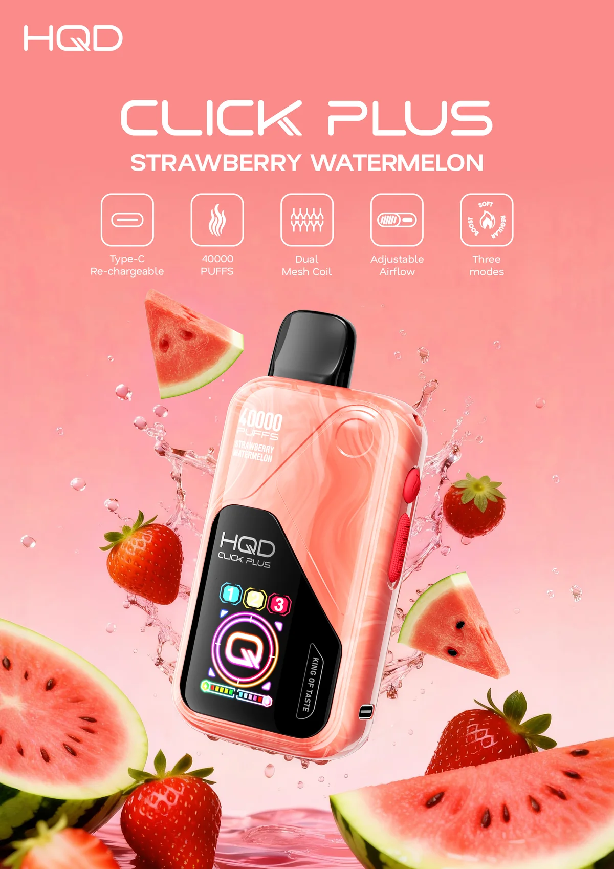HQD Click Plus 40K Puffs - Strawberry Watermelon