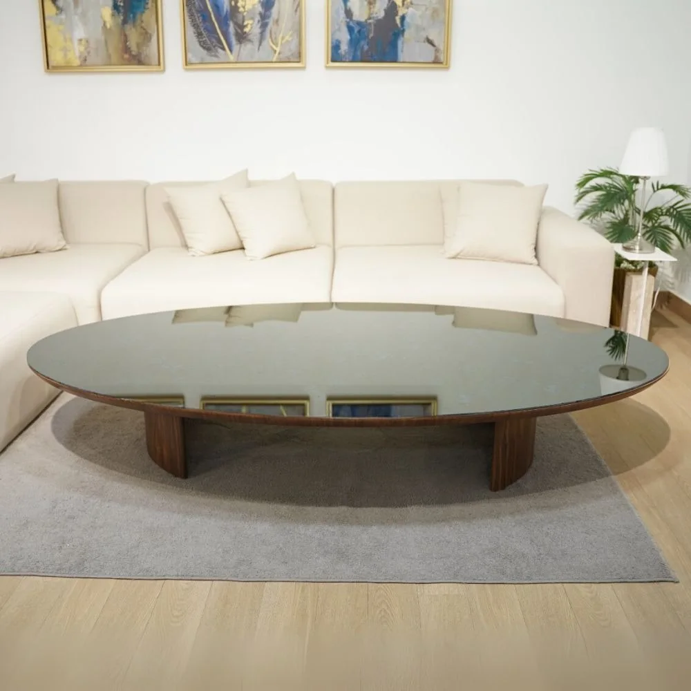 ECLIPSE ,Table basse en bois latte finition noyé