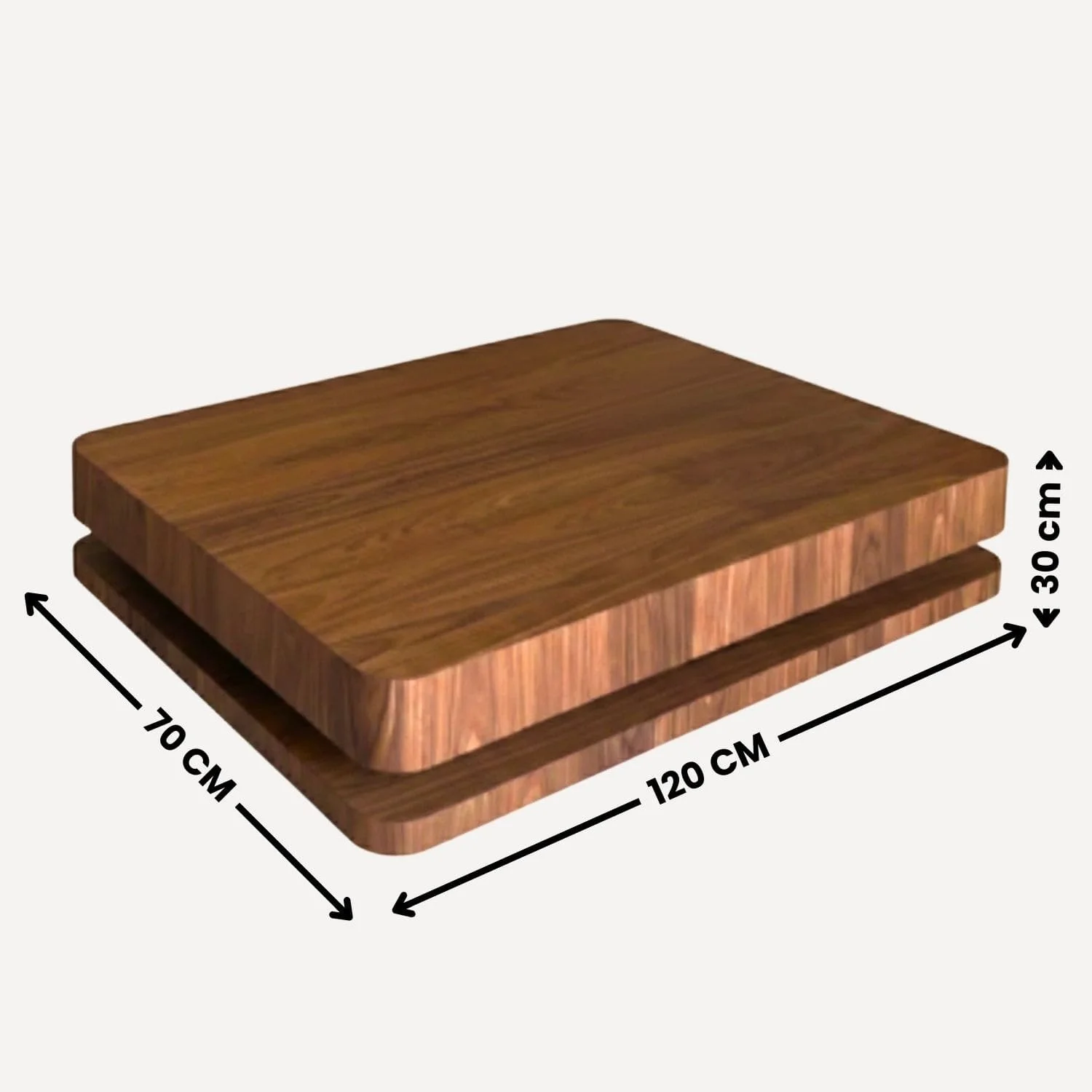 Table basse en bois massif latte noyé